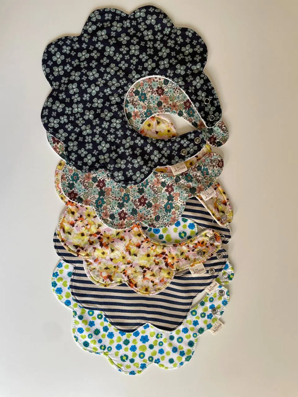 Flower bibs cascading one over another